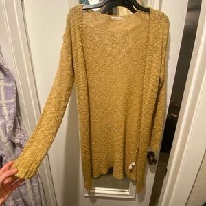 Women's Light Brown Open-Front Sweater